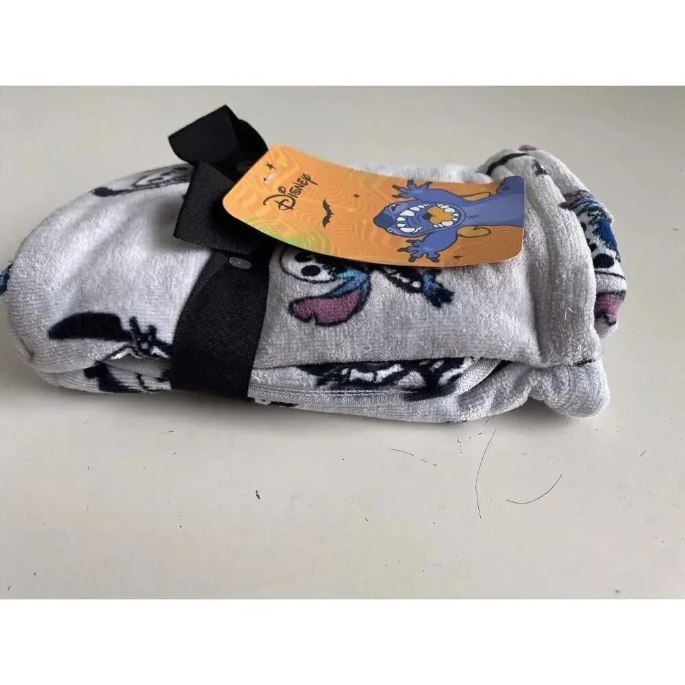 Set Of 2 Disney STITCH Skeleton Costume Halloween Hand Towels Bath‎ 16 X 28” NEW